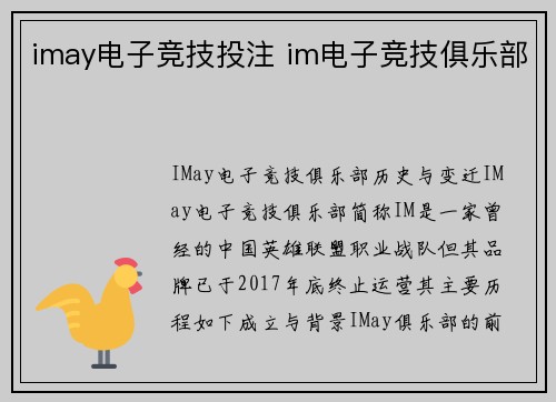 imay电子竞技投注 im电子竞技俱乐部
